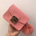 Furla Metropolis Mini Crossbody Bag Wanita - Kulit Metalik, 16x11x6.5cm