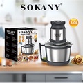 Máy xay thịt đa năng SOKANY SK-7027, dung tích 3L, công suất 800W, màu Đen Bạc