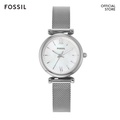 Fossil Carlie Analog Watch 28mm Mineral Glass Stainless Steel Case Leather Strap 5 ATM Water Resistance