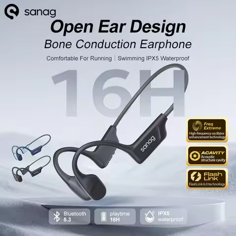 Tai Nghe Bone Conduction Sanag B22S, Mô Hình B22s, Chống Nước IPX5, Bluetooth 5.3, Đen/Xanh