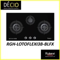Rubine RGH-LOTOFLEXI3B-BLFX Gas Hob Kaca Hitam 86cm x 50cm - Pemanas Gas dengan Teknologi FFD