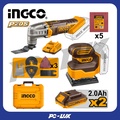 INGCO CKLI20276 Combo Set เครื่องอเนกประสงค์+เครื่องขัดกระดาษทราย แบตเตอรี่ 2Ah X 2 ก้อน