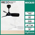 REZO MICA 30" Kipas Siling LED - Hitam