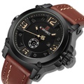 Naviforce 9099 Jam Tangan Lelaki Berbahan Kulit Hitam dengan Kotak Hadiah