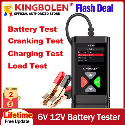 KINGBOLEN BM560 เครื่องทดสอบแบตเตอรี่ 12V สำหรับรถยนต์และรถจักรยานยนต์