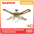 Uchida CF-103 Kipas Angin Plafon 52 Inci 4 Baling + 5 Lampu Hias Oak/Walnut