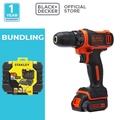Bor Baterai Black Decker 10.8V BDCDD12K-B1 Cordless Drill Driver dengan Kit Box
