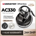 Monster AC330 TWS Open Ear Bone Conduction Wireless Earphone - Hitam, 14.2mm Driver, Bluetooth 5.4, ANC, 24 Jam Playback