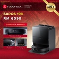 Roborock Saros 10R - Robot Vacuum and Mop, Hitam, Suction Power 22000 Pa, Dual Rubber Brushes, Dual Rotating Liftable Mops