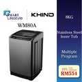 Mesin Basuh Automatik Khind WM80A 8kg Cahaya Kelabu