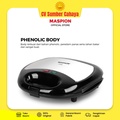 Maspion MT-208 Sandwich Toaster - Pemanggang Roti Hitam-Silver 750W, Garansi 7 Hari