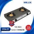 Milux YS-023 Dapur Gas Hitam 712mm x 385mm x 85mm, 2 Burner Beehive, 4.6kW Output Total