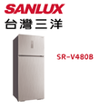 Sanlux SR-V480B 480公升雙門變頻冰箱｜光耀銀｜台灣製造｜一級能效｜3D立體冷流