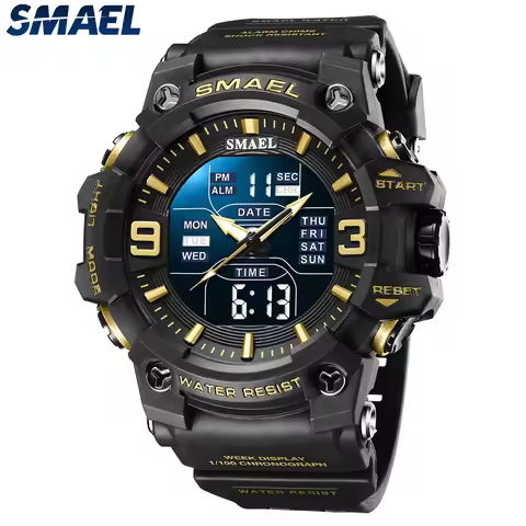 Smael 8049 นาฬิกาทหาร กันน้ำ ควอตซ์ แสดงเวลาแบบคู่ LED