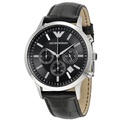 Emporio Armani AR2447 Jam Tangan Chronograph Lelaki Berlapis Stainless Steel dengan Tali Kulit Hitam