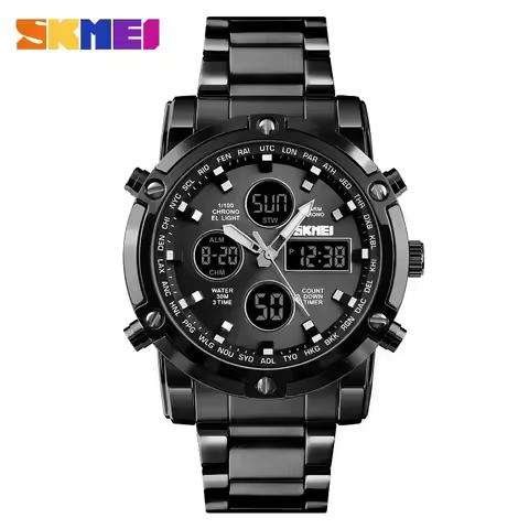 นาฬิกาข้อมือ SKMEI 1389 เอสเคเอ็มอีไอ สแตนเลส กันน้ำ LED