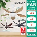 Elmark ATOM 42" Kipas Siling dengan Kawalan Jauh - Midnight, Caramel, Pine, White, T-Grey