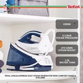 Tefal SV6116 Express Essential Steam Generator Iron - 2200W, 5.3 Bar Tekanan Uap, Kapasiti Tangki Air 1.4L, Biru & Putih