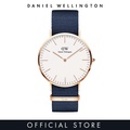 Daniel Wellington Classic Bayswater 40mm - Jam Tangan Lelaki Klasik Keluli Tahan Karat Perak dengan Strap Fabrik Midnight Blue