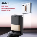 Airbot X40 Ultra - Robot Vacuum dan Mop Hitam 35cm x 9.5cm, Kapasiti Debu 0.6L, Suction Power 4000Pa