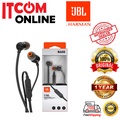 JBL T110 In-Ear Headphones - Hitam, Dengan Mikrofon Bawaan dan Kabel 1.2m