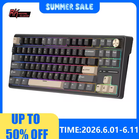 Royal Kludge R87 Mechanical Keyboard 87 ปุ่ม Tenkeyless สวิตช์เปลี่ยนได้ (ขาว/ดำ)