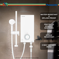 Panasonic DH-3RL1MW Pemanas Air Segera 3.6kW Putih, Tanpa Pompa