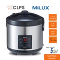 Milux MRC-D182SL Pemasak Nasi 1.8L Kapasiti Besar, Stainless Steel Inner Pot, Hitam