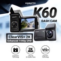 Kamatto K60 Dashcam 2K Ultra HD Dengan Siri Pengawasan Parkir dan WiFi
