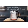 Ấm Siêu Tốc Sunhouse SHD1182, 1.8L, Inox 304, Đun Nhanh 4 Phút, Tự Ngắt Khi Sôi, An Toàn