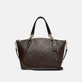 Coach Small Kelsey Tas Tangan Wanita - Kulit Asli & Signature Canvas, 10.5x8.5 inci