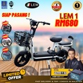 LEM LEM-1 Electric Bicycle - 35km Jarak Tempuh, 48V Bateri Asid Timah, 10 Inci Ban
