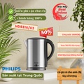 Bình đun siêu tốc Philips HD9316/03, 1.7 lít, Bạc ánh kim - Thiết kế hiện đại, an toàn và tiện lợi