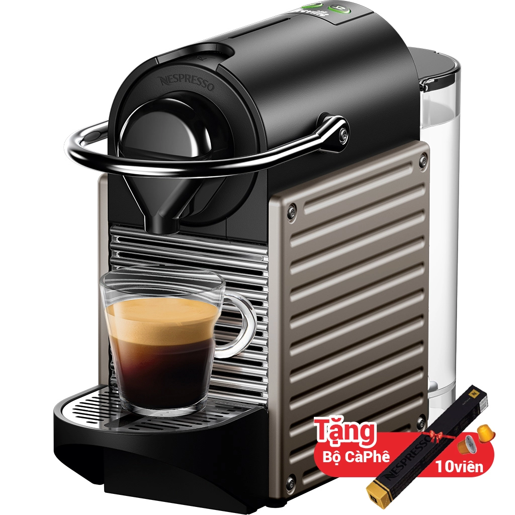 Máy pha cà phê Nespresso PIXIE Titan - Dung lượng 700ml, màu Đen/Nâu, công suất 1260W