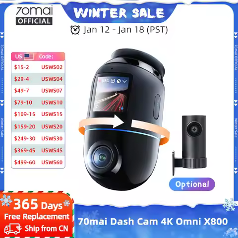 70mai Omni X800 - Camera Hành Trình 4K, Xoay 360°