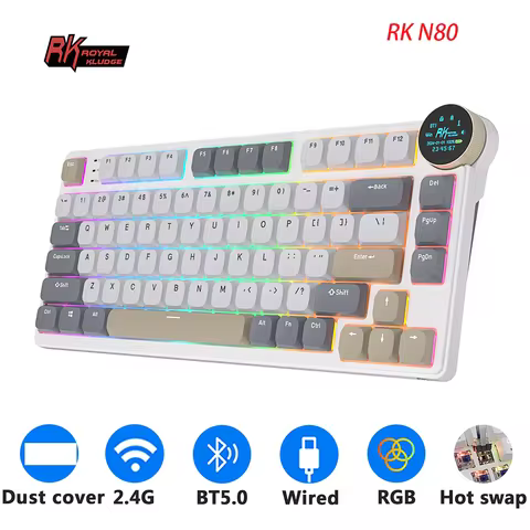 RK Royal Kludge N80 คีย์บอร์ดโปรไฟล์ต่ำ 80 คีย์ ไร้สาย Bluetooth 2.4G RGB