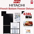 Hitachi R-WB640VM0 Peti Sejuk French Bottom Freezer 569L Warna Glass Black