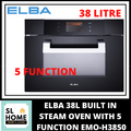 Elba ESGO-H3850TFT Ketuhar Wap Terbenam 38L Hitam - Ketuhar Dengan Teknologi Wap dan Grill