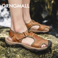 ORNGMALL รองเท้าแตะหนังแท้ผู้ชาย รองเท้ากลางแจ้ง ระบายอากาศ กันลื่น EU38-44