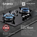 Niko Kokana Black 3.0 Kompor Gas Tanam 780x450mm Hitam 3 Tungku