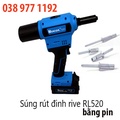 Súng rút đinh rive dùng pin Rocol RL-520 20V, trọng lượng 1.85kg, đinh tán thép không gỉ 3.2-6.4mm