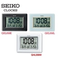 Seiko QHL058 LCD Digital Desk Wall Clock - Putih, 2.7cm Tebal, Berat 0.48kg, Bateri AA x 2