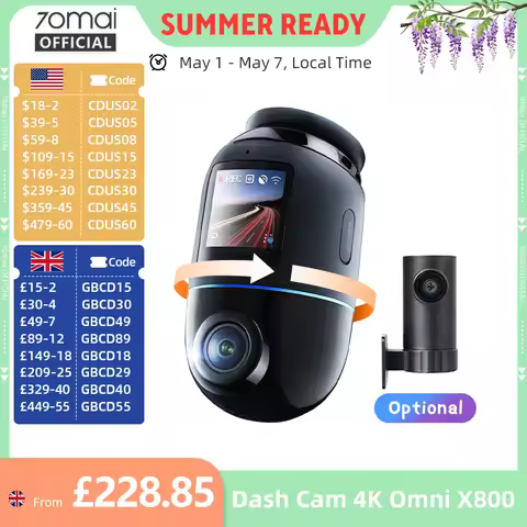 70mai Omni X800 - Camera Hành Trình 4K, Xoay 360°