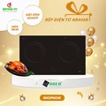 Bếp điện từ Arber AB-408B - Bếp đôi màu xám, 3400W, kích thước 430x720mm