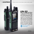 Baofeng UV-32 Walkie Talkie 10W Multi Band Bluetooth GPS FM Transceiver
