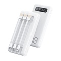 Kivee 10000 mAh Mini Power Bank - Hitam/Putih, Dual USB, Kabel Data Type-C & Lightning