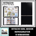 Hitachi R-WB800P5M Luxury Series French Bottom Freezer 4 Door, Kapasiti 650L, Warna Glass Black (GBK)