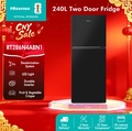Hisense RT286N4ABN Lemari Sejuk 2 Pintu Kapasiti 240L Warna Black Metal