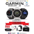 Garmin epix Gen 2 - Jam Tangan Digital AMOLED 1.3 inci, Bateri 16 Hari, Hitam Titanium/Slate Steel, Silikon