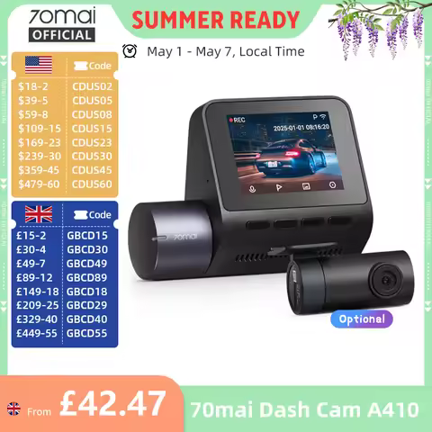 70mai กล้องติดรถยนต์ Dash Cam A400 ความละเอียด 2K 1440P